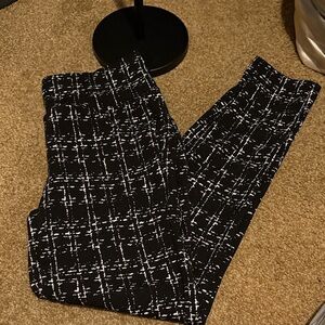 SHEIN Chic Black and White Pull on Business Casual Pants with Gold Buttons
